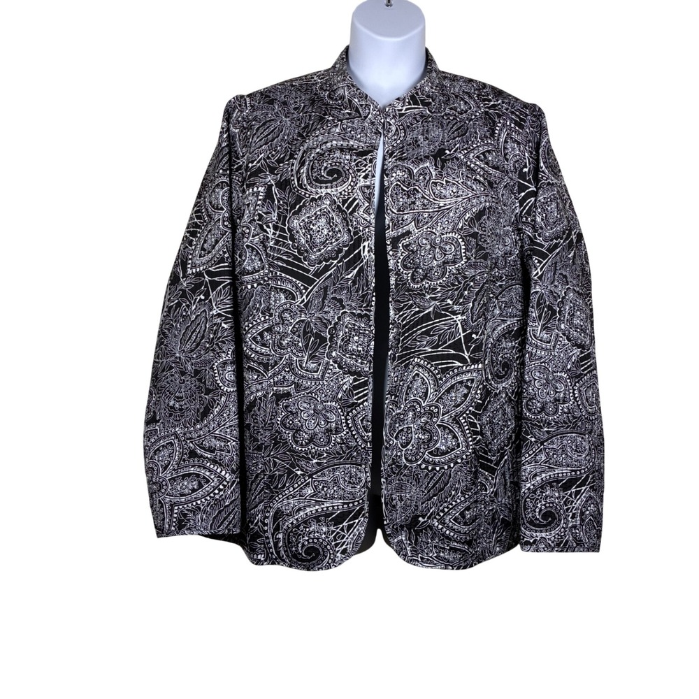 Maggie Barnes Jacket 2X Reversible Lightweight Quilted Black White